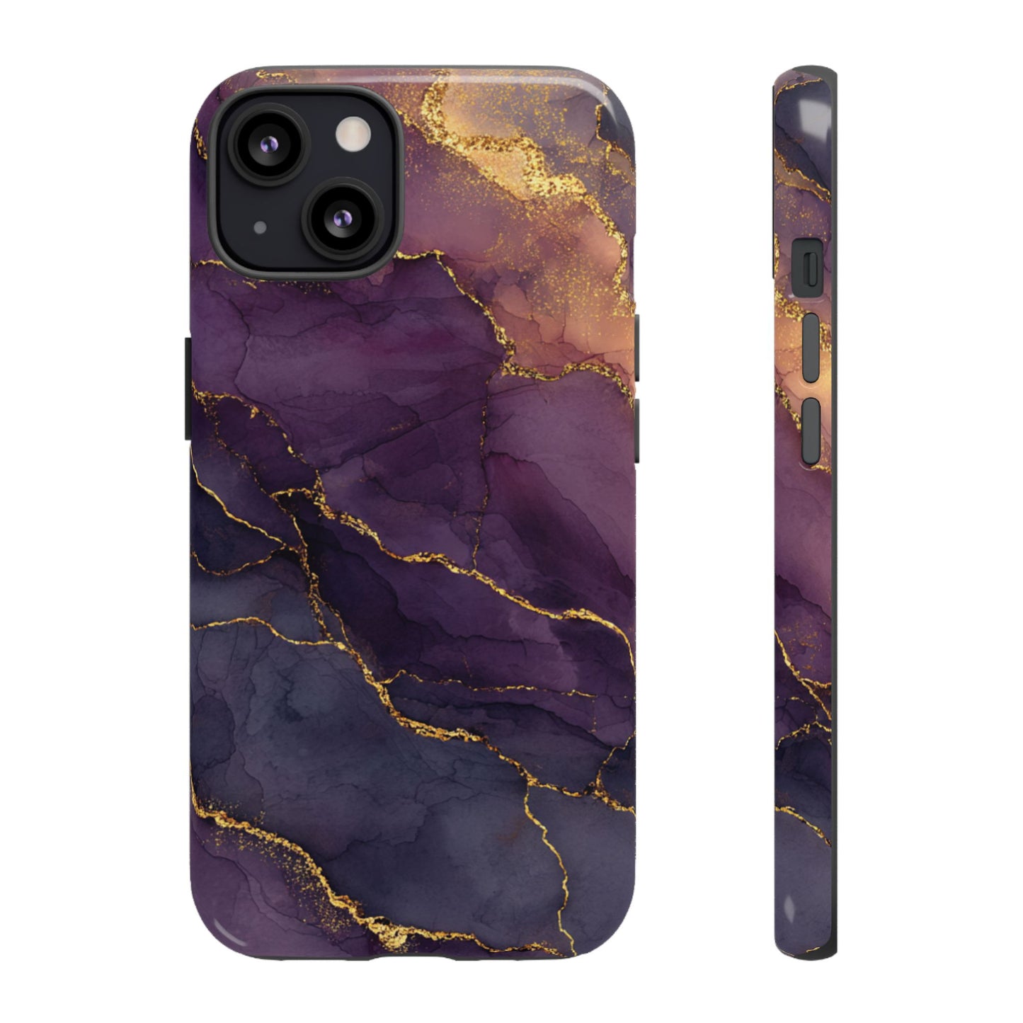 Elegant Purple & Gold Marble (iPhone X - iPhone 17 Pro Max) [TOUGH CASE]