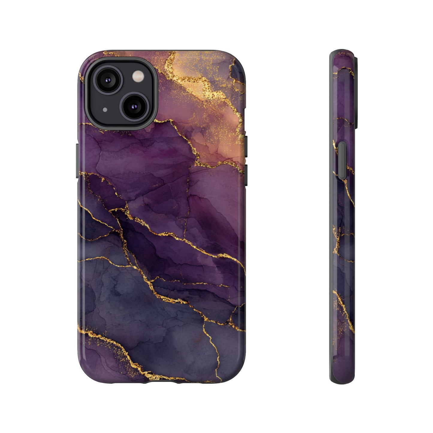 Elegant Purple & Gold Marble (iPhone X - iPhone 17 Pro Max) [TOUGH CASE]