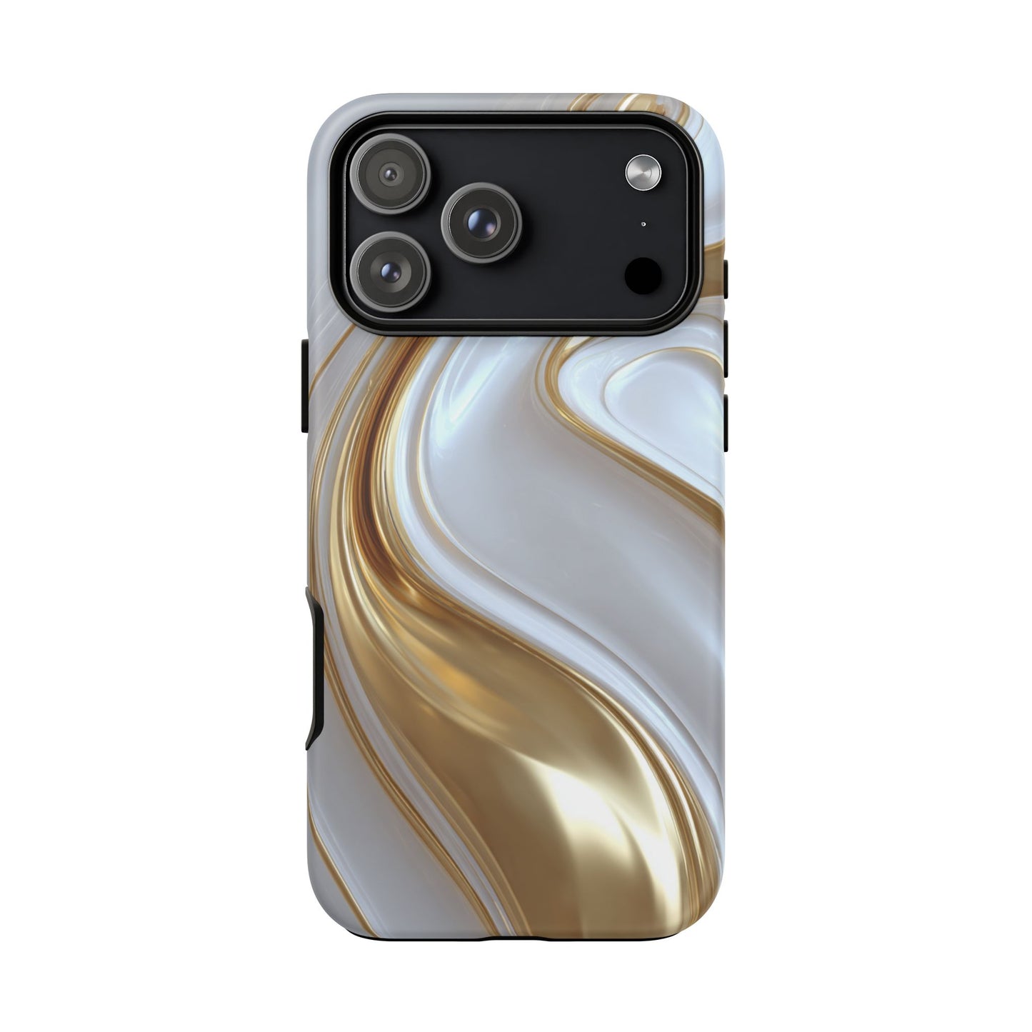 Gold & White Swirl (iPhone X - iPhone 17 Pro Max) [TOUGH CASE]