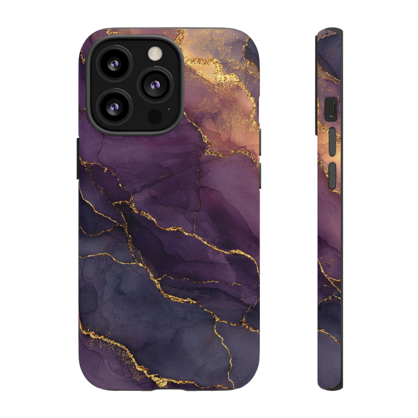 Elegant Purple & Gold Marble (iPhone X - iPhone 17 Pro Max) [TOUGH CASE]