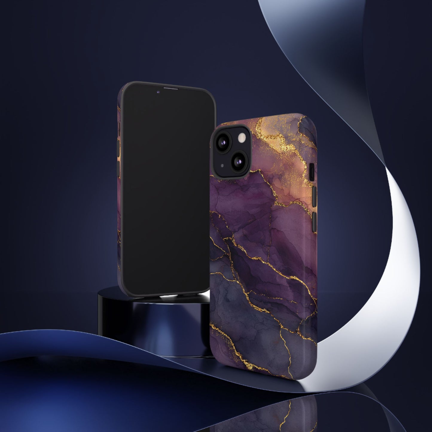 Elegant Purple & Gold Marble (iPhone X - iPhone 17 Pro Max) [TOUGH CASE]