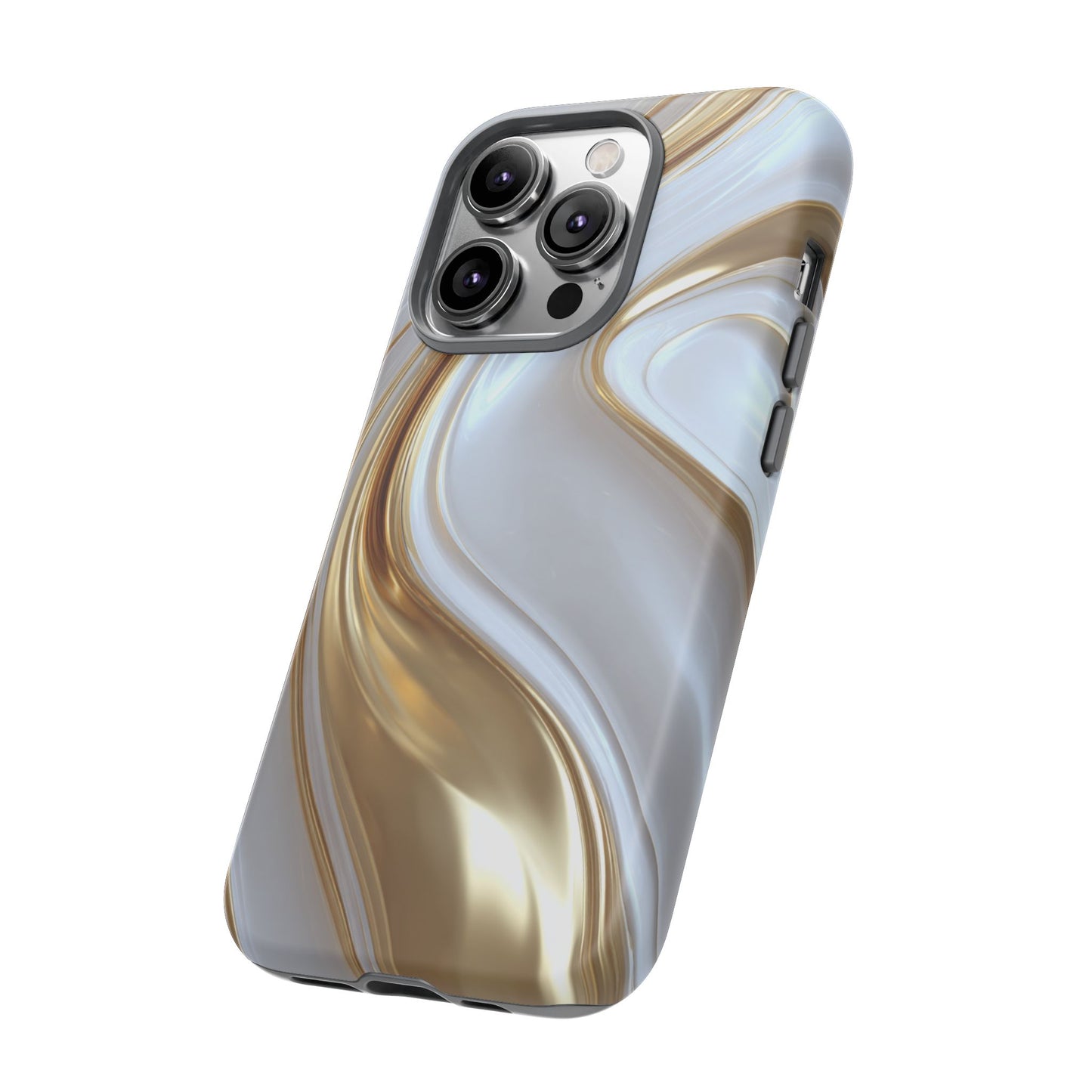 Gold & White Swirl (iPhone X - iPhone 17 Pro Max) [TOUGH CASE]