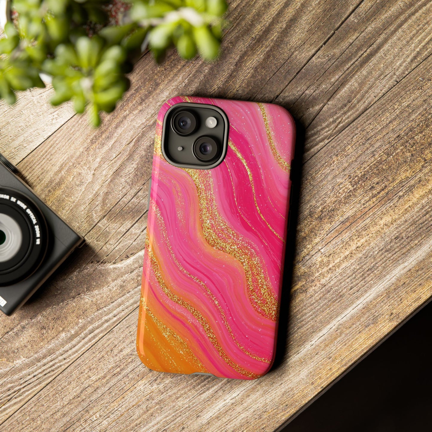 Pink and Glitter Gold Marble [TOUGH CASE]