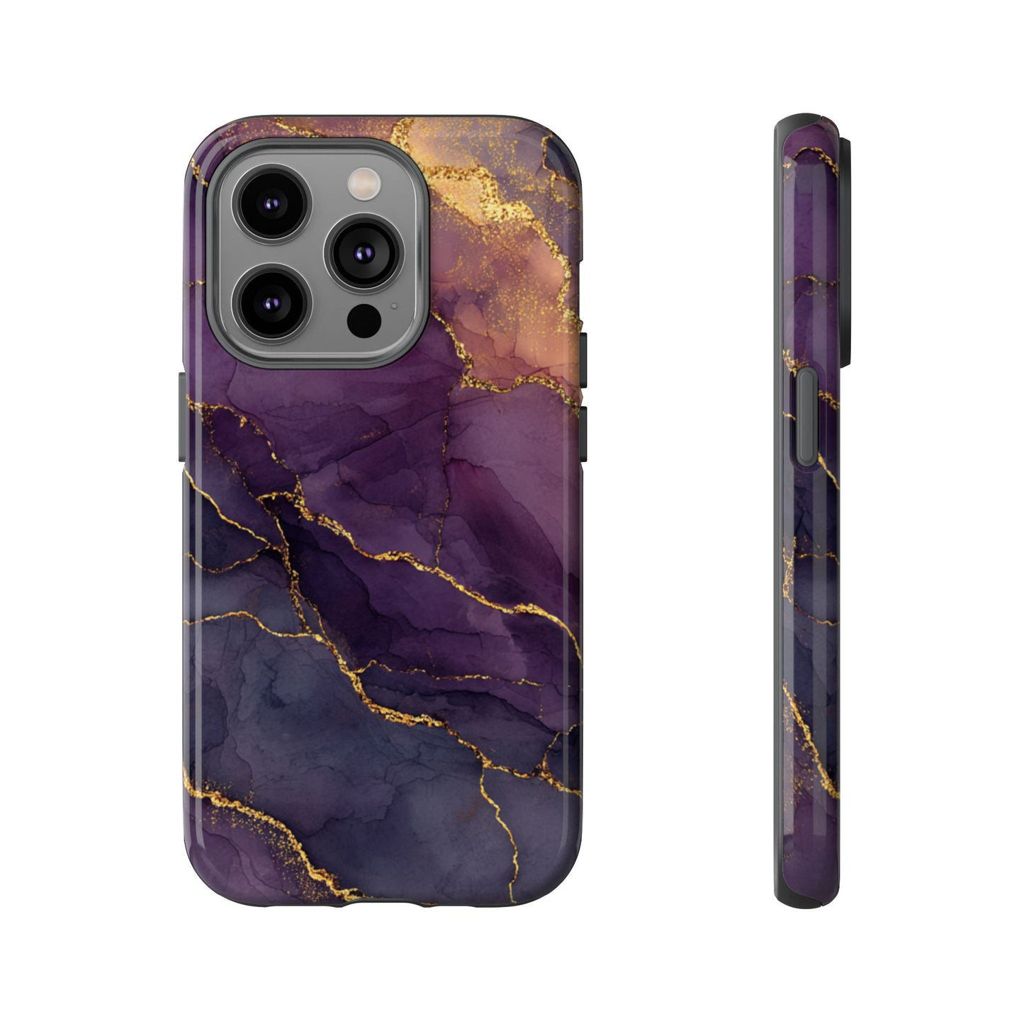 Elegant Purple & Gold Marble (iPhone X - iPhone 17 Pro Max) [TOUGH CASE]