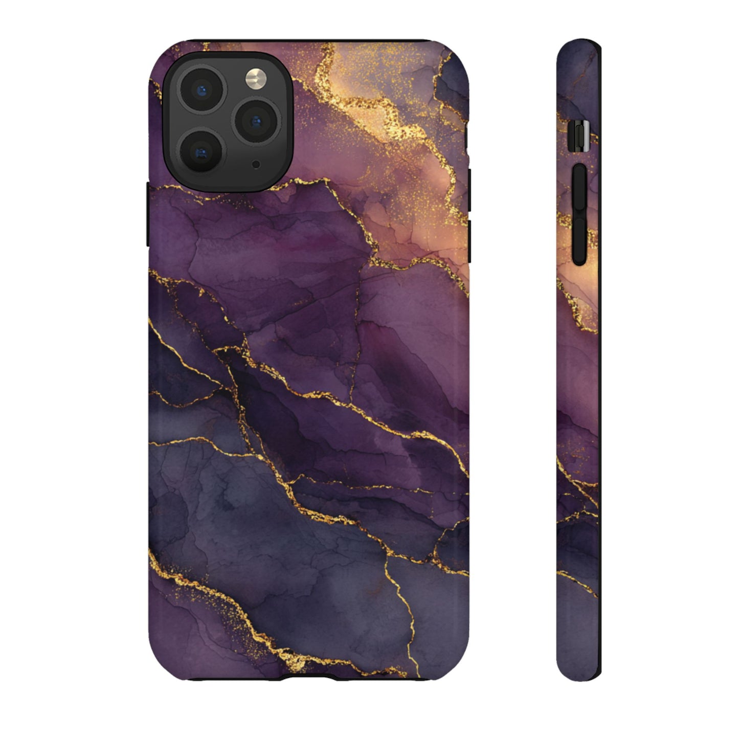 Elegant Purple & Gold Marble (iPhone X - iPhone 17 Pro Max) [TOUGH CASE]