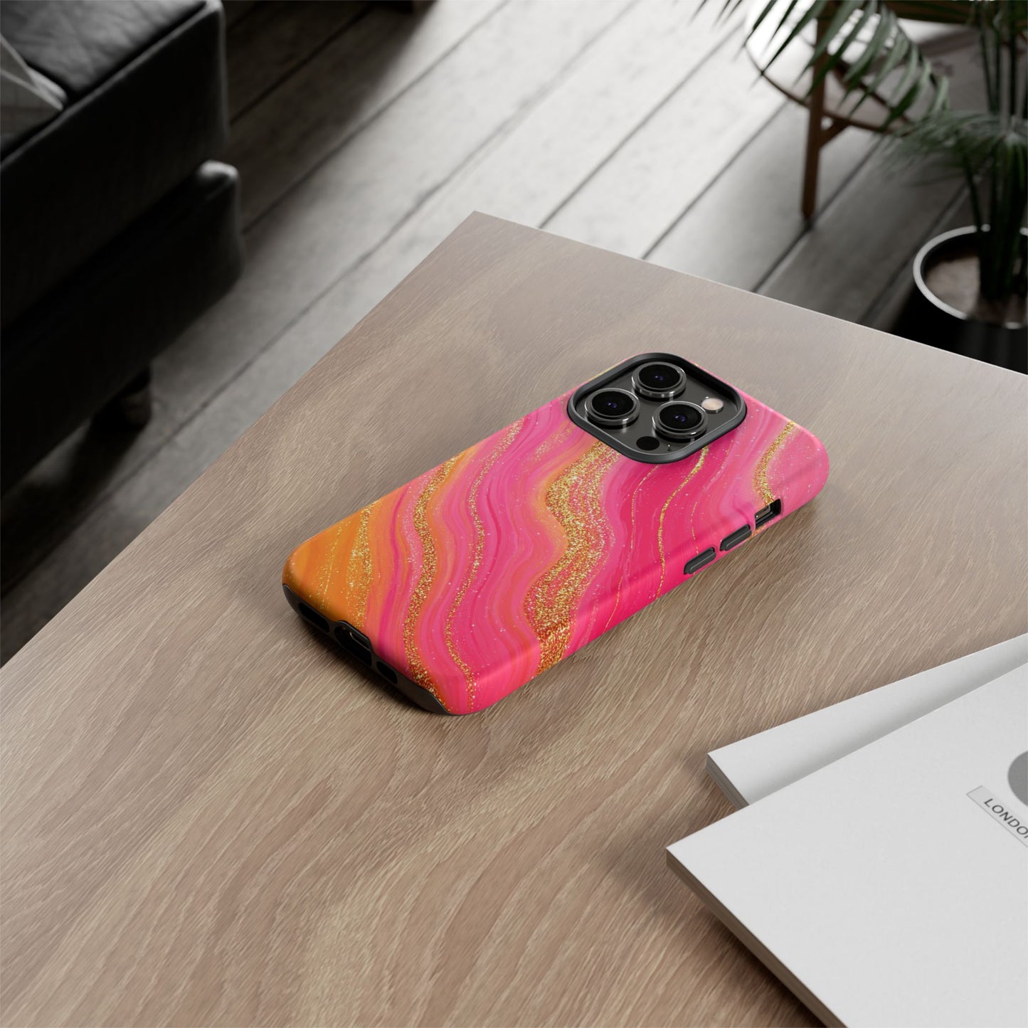 Pink and Glitter Gold Marble [TOUGH CASE]