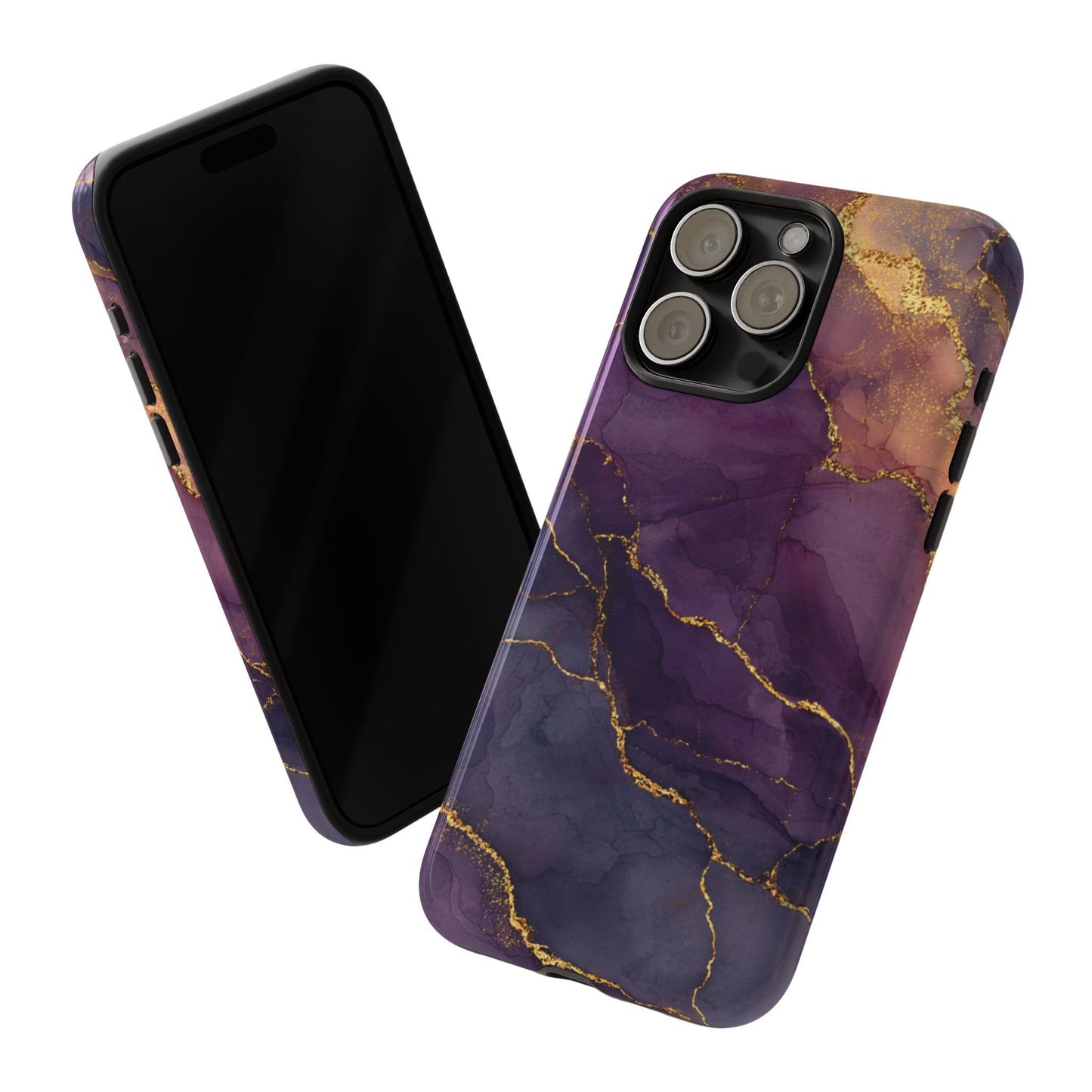 Elegant Purple & Gold Marble (iPhone X - iPhone 17 Pro Max) [TOUGH CASE]