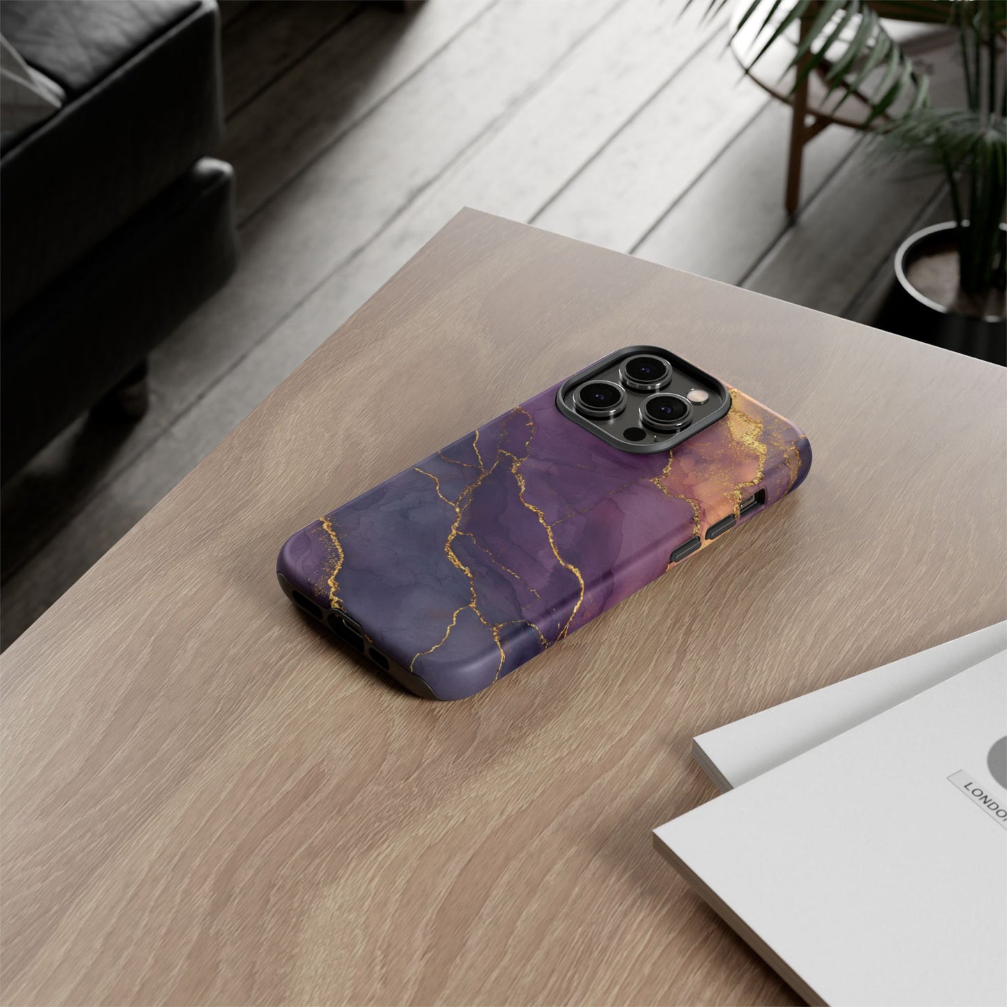 Elegant Purple & Gold Marble (iPhone X - iPhone 17 Pro Max) [TOUGH CASE]