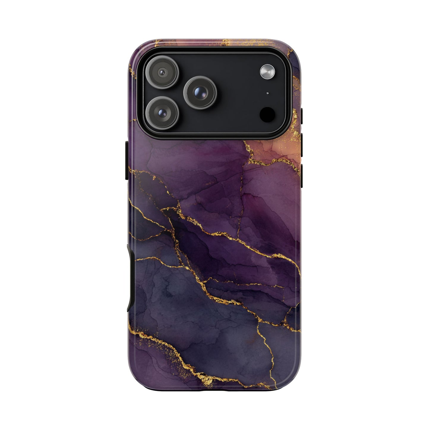 Elegant Purple & Gold Marble (iPhone X - iPhone 17 Pro Max) [TOUGH CASE]