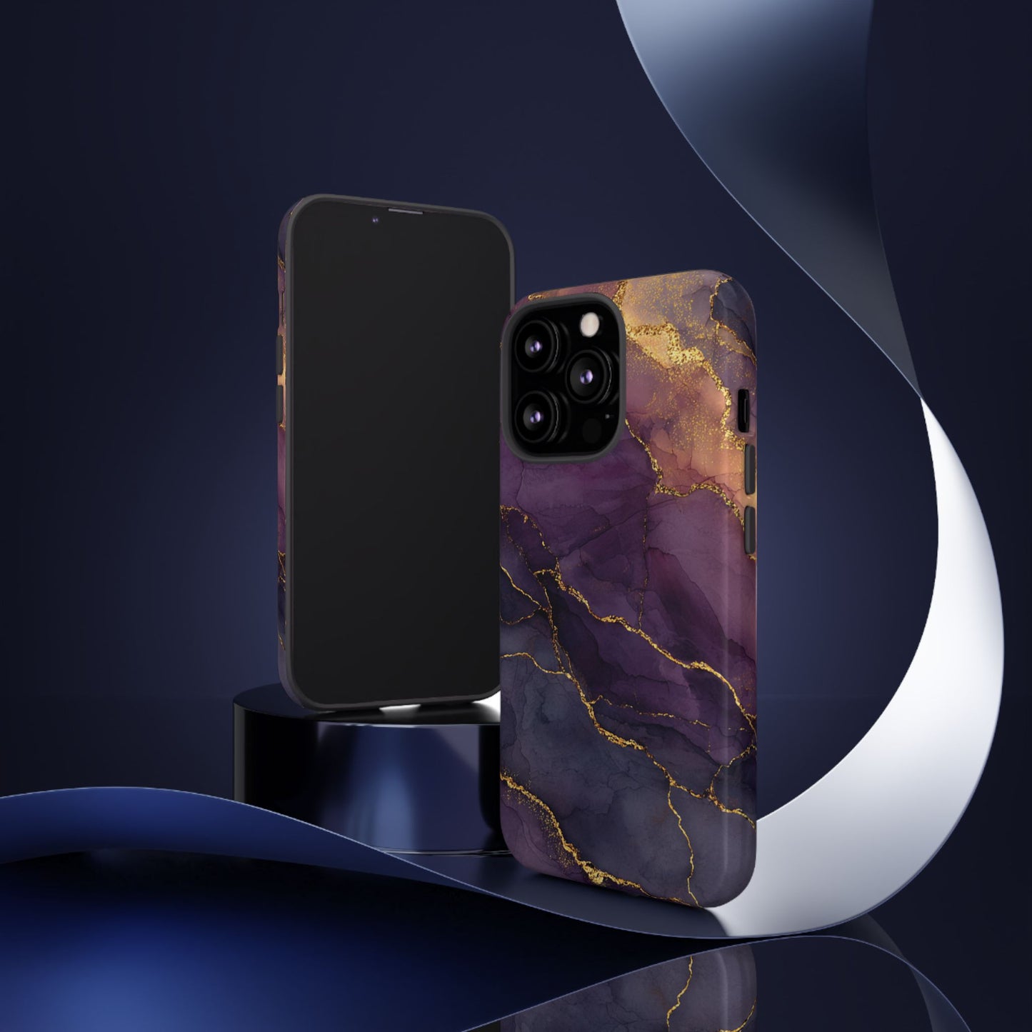 Elegant Purple & Gold Marble (iPhone X - iPhone 17 Pro Max) [TOUGH CASE]