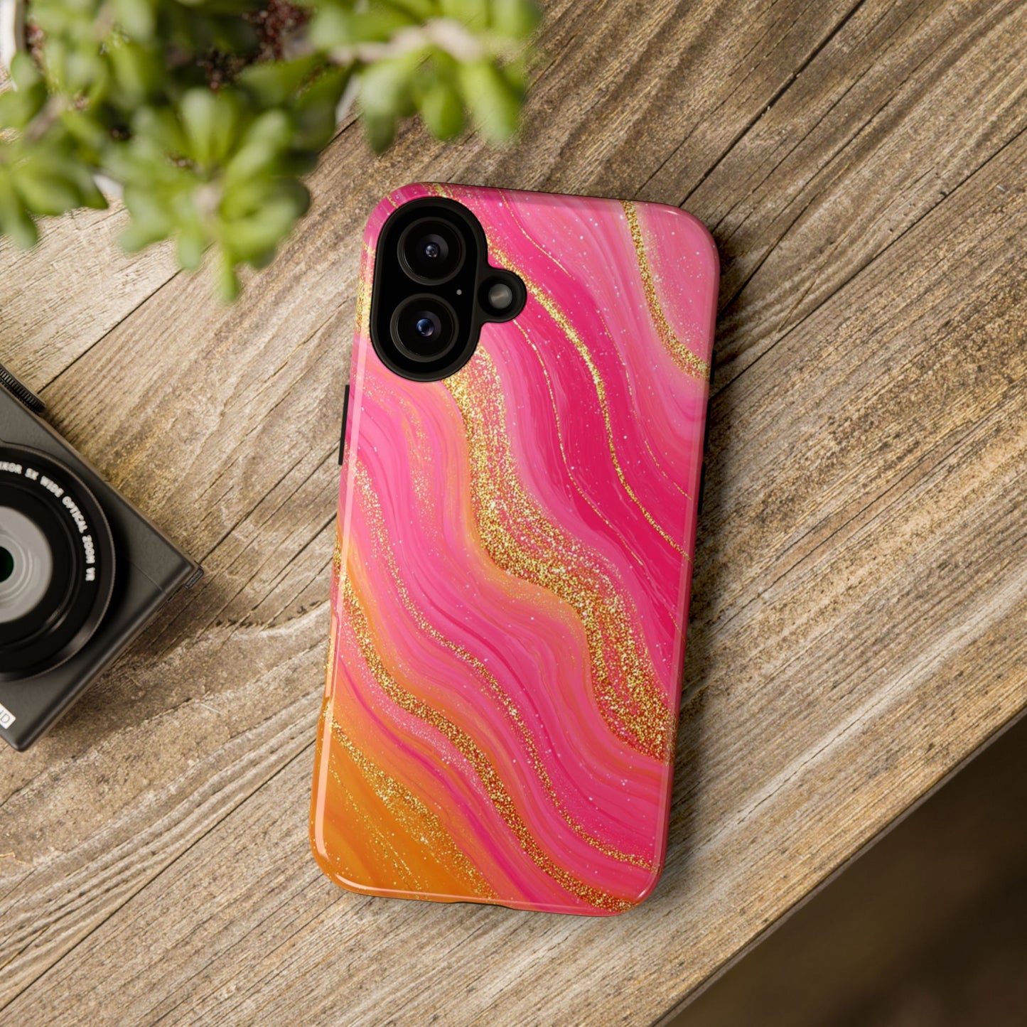 Pink and Glitter Gold Marble [TOUGH CASE]