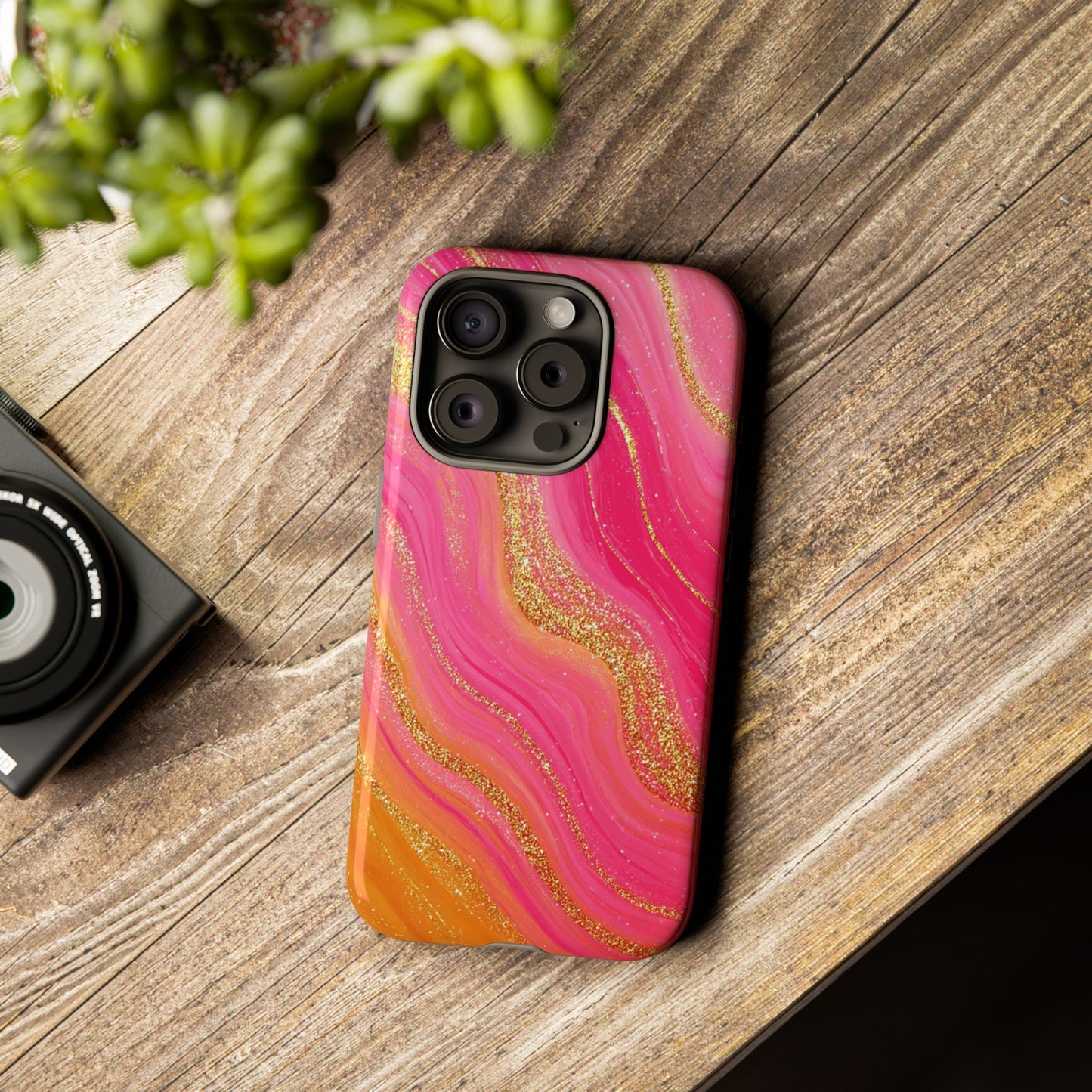 Pink and Glitter Gold Marble [TOUGH CASE]