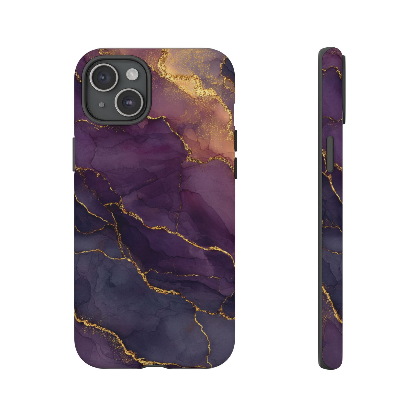 Elegant Purple & Gold Marble (iPhone X - iPhone 17 Pro Max) [TOUGH CASE]