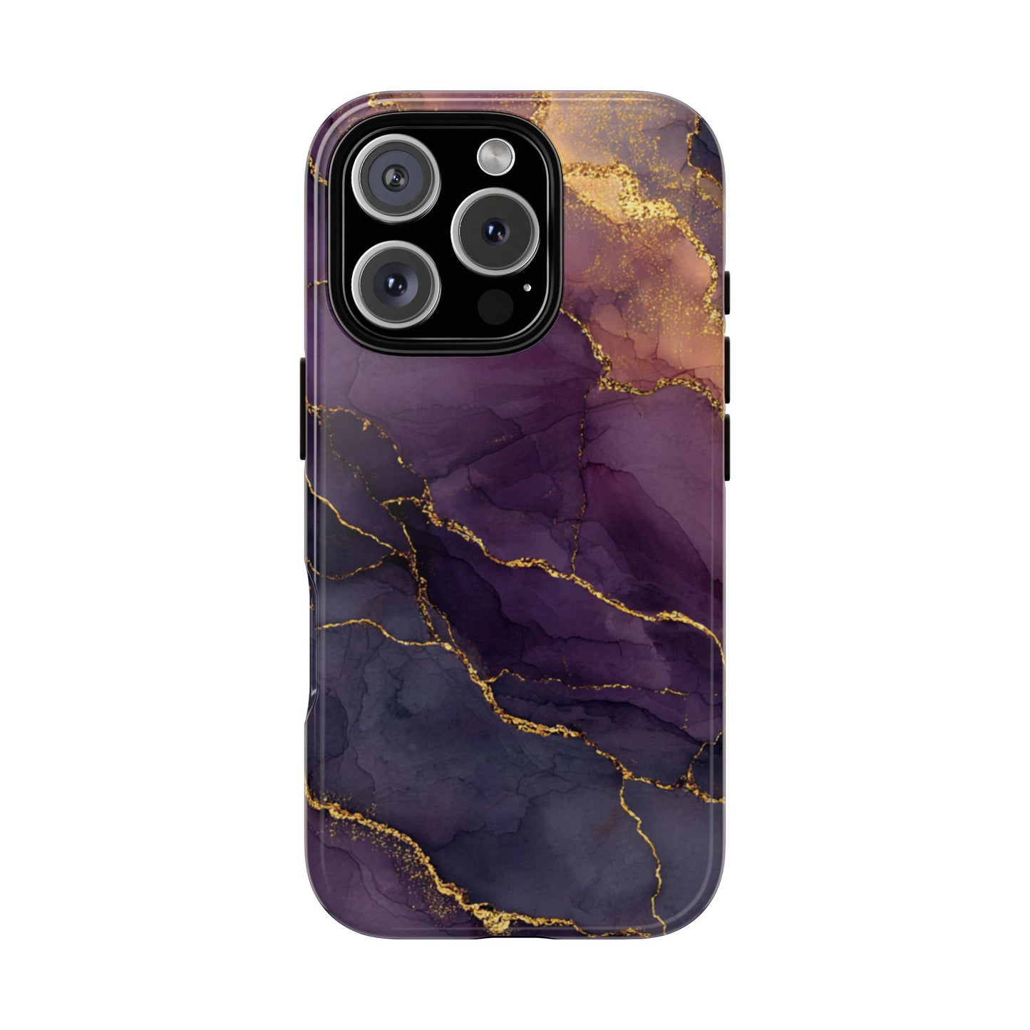 Elegant Purple & Gold Marble (iPhone X - iPhone 17 Pro Max) [TOUGH CASE]