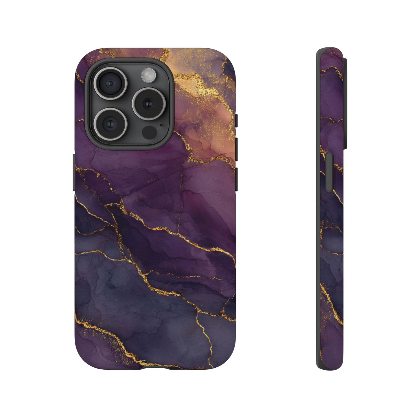 Elegant Purple & Gold Marble (iPhone X - iPhone 17 Pro Max) [TOUGH CASE]