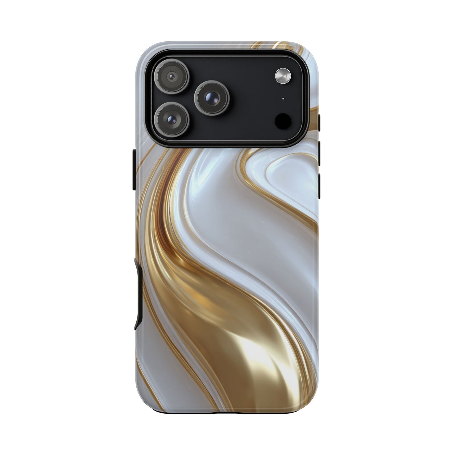 Gold & White Swirl (iPhone X - iPhone 17 Pro Max) [TOUGH CASE]