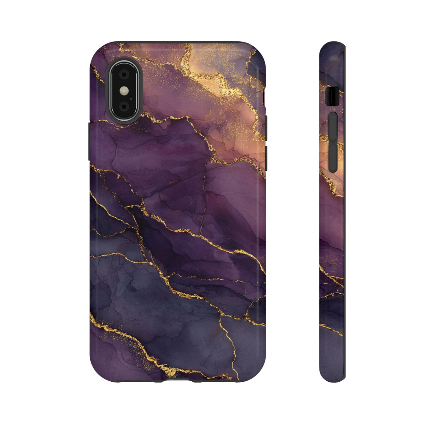 Elegant Purple & Gold Marble (iPhone X - iPhone 17 Pro Max) [TOUGH CASE]