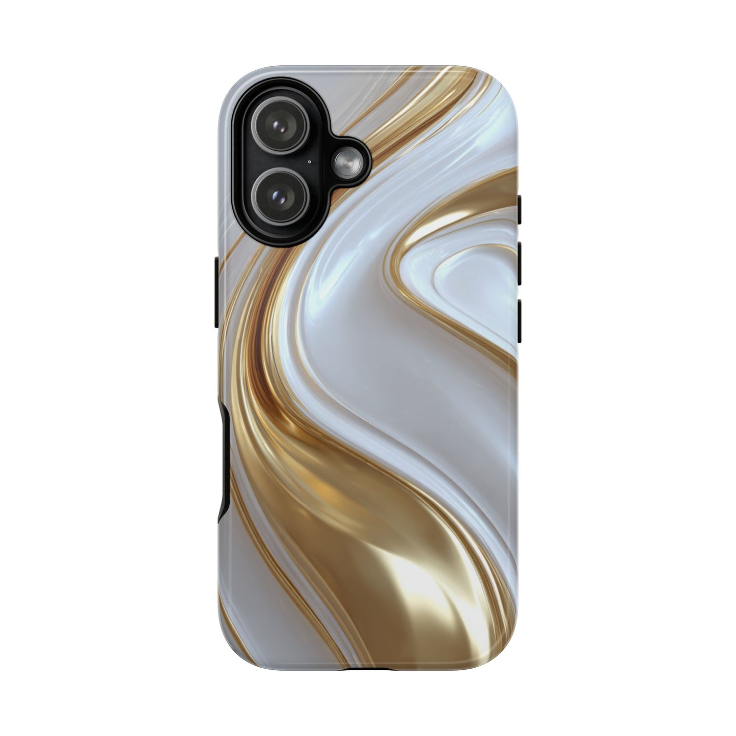 Gold & White Swirl (iPhone X - iPhone 17 Pro Max) [TOUGH CASE]