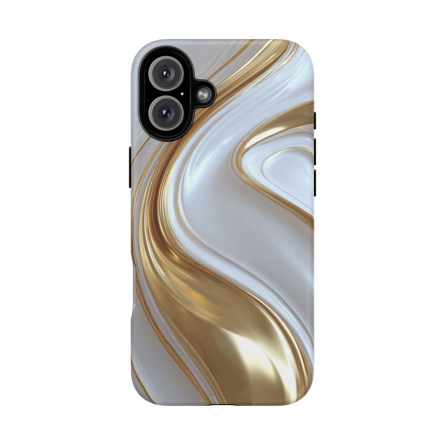 Gold & White Swirl (iPhone X - iPhone 17 Pro Max) [TOUGH CASE]